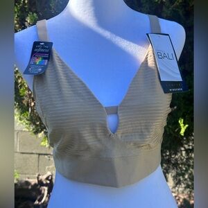 NWT Women’s Bali Comfort Flex Wirefree Nylon Spandex Bra Nude/Beige XL